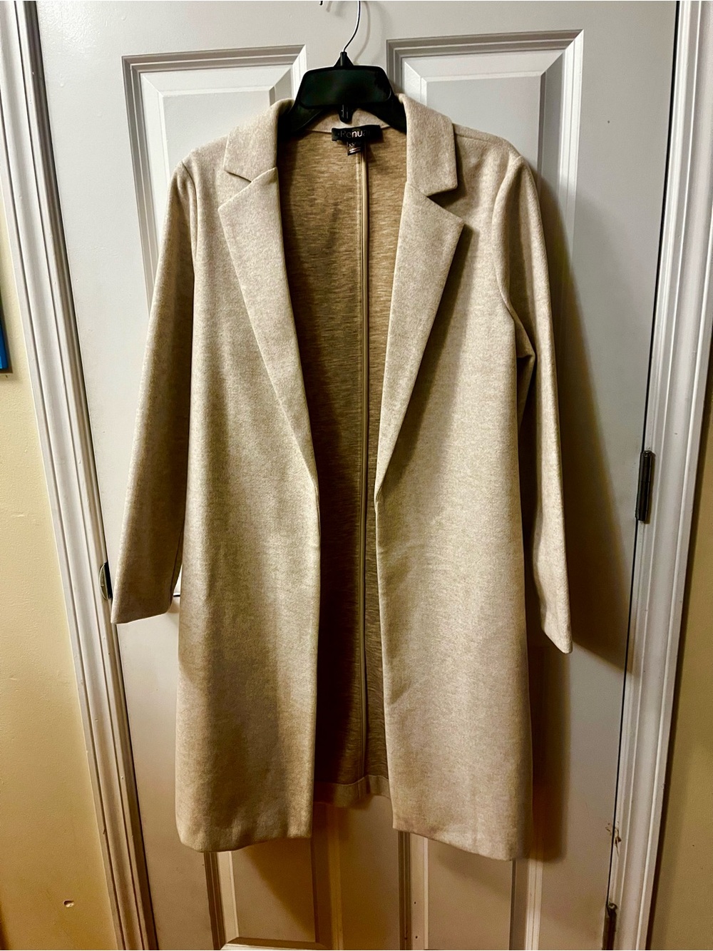 Renuar Cream Longline Open-Front Trench Coat